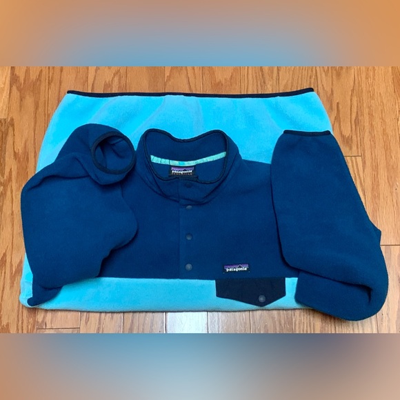 Men’s XL Two Tone Recycled Polyester PATAGONIA Snap Button Fleece Synchilla - Picture 11 of 16